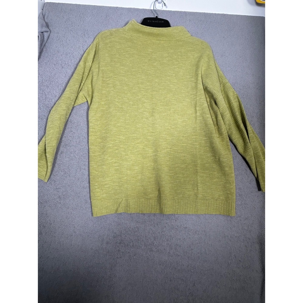 Eileen Fisher Woman 1X‎ Sweater Chartreuse Green Organic Linen Cotton Mock Neck - Picture 8 of 9